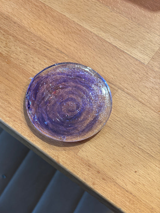 Clear and blue resin coaster